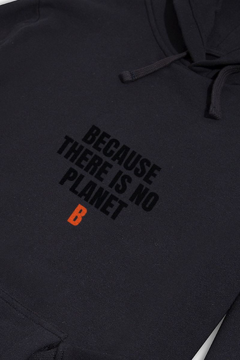Black Premium Cotton Because There is No Planet Design Pullover Hoodie