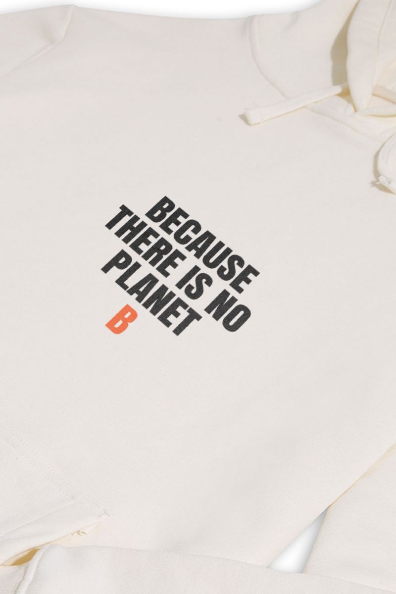Ecru Premium Cotton Because There is No Planet Design Pullover Hoodie