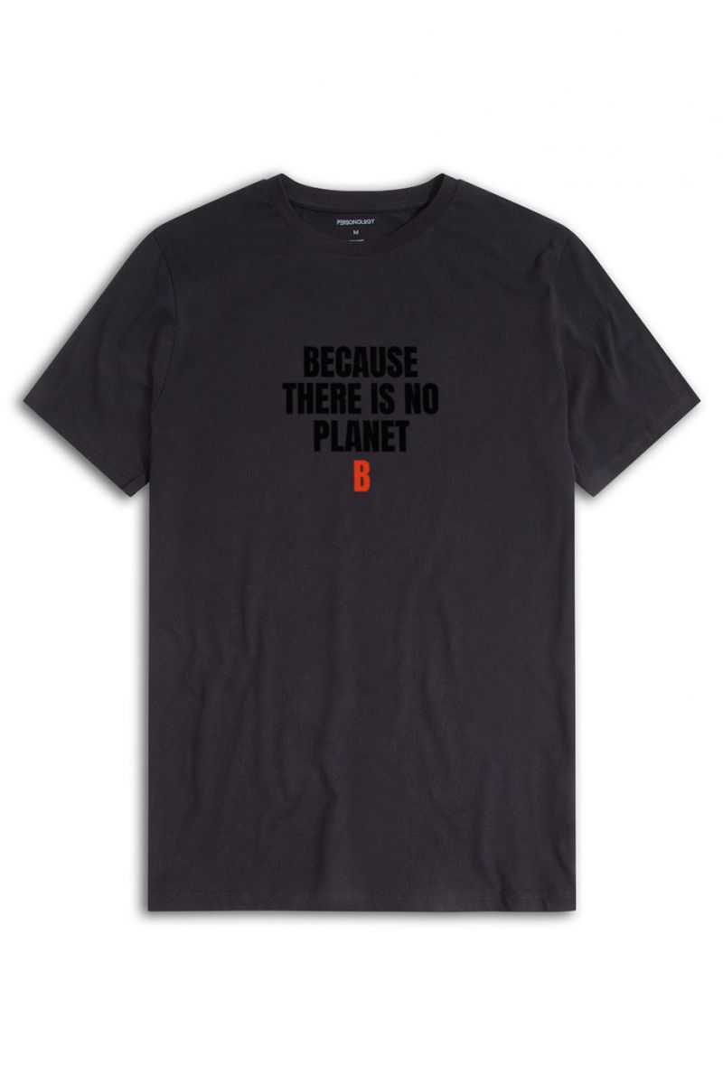 Black Soft Fabric Because There is No Planet Design Short Sleeve Tee