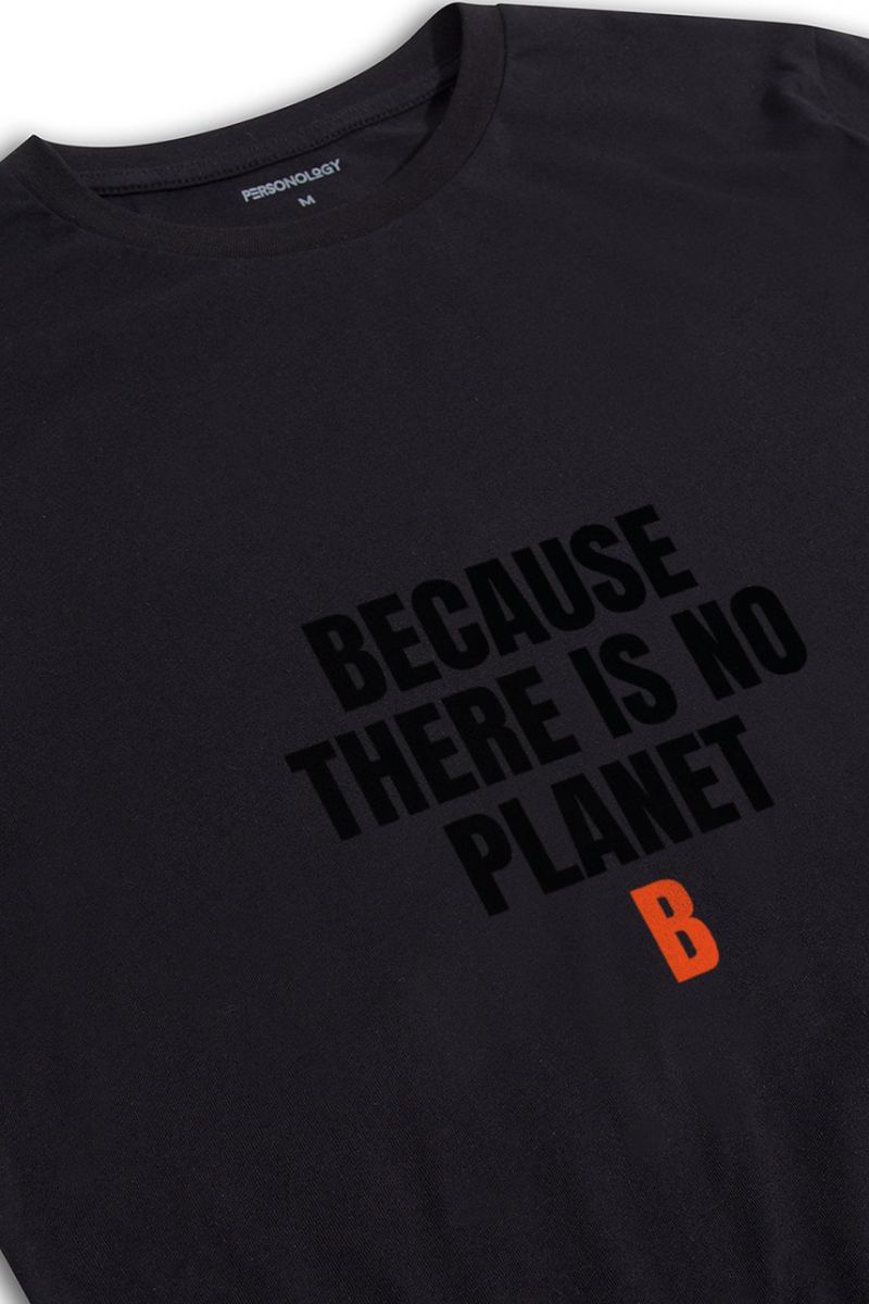 Black Soft Fabric Because There is No Planet Design Short Sleeve Tee