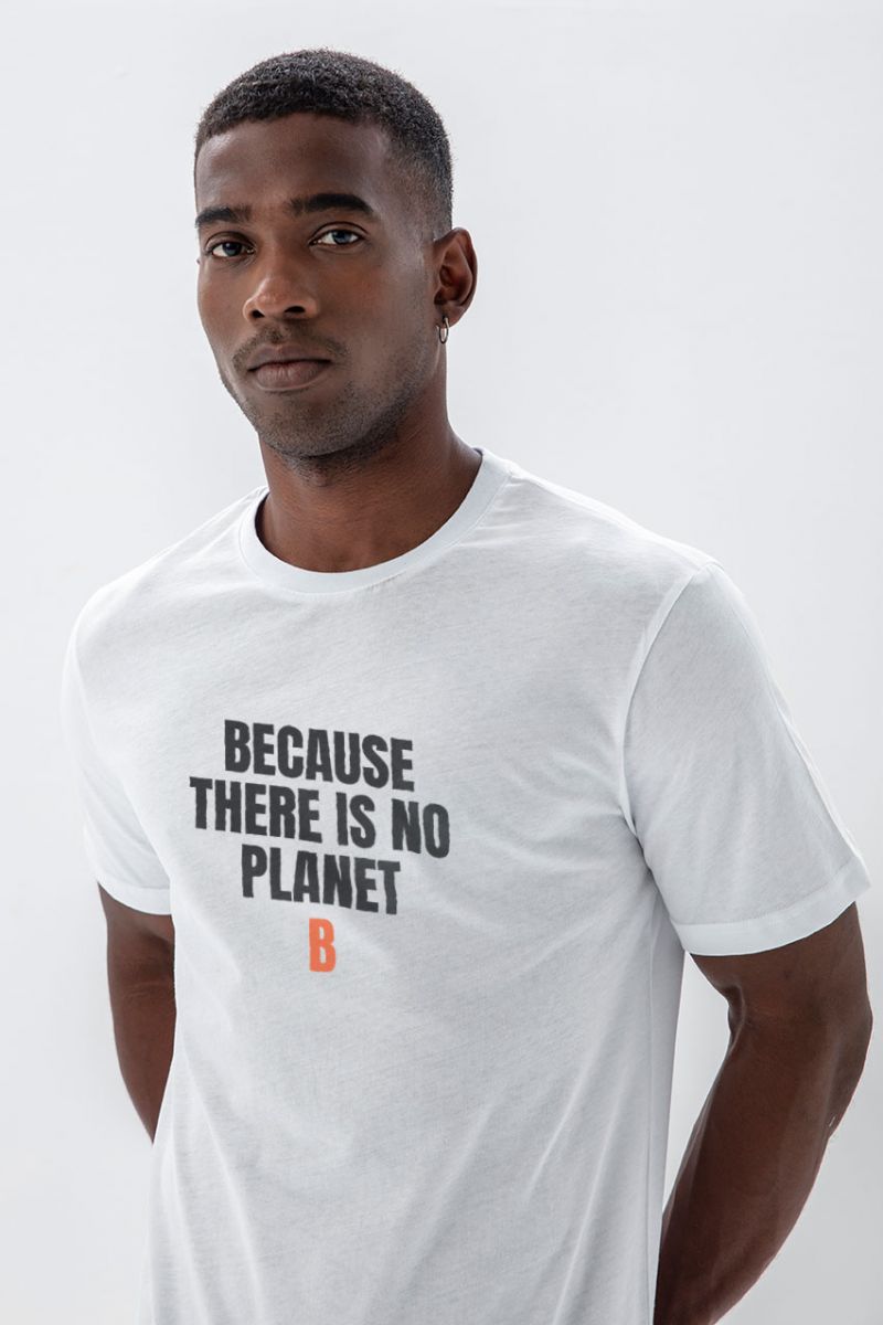 White Soft Fabric Because There is No Planet Design Short Sleeve Tee