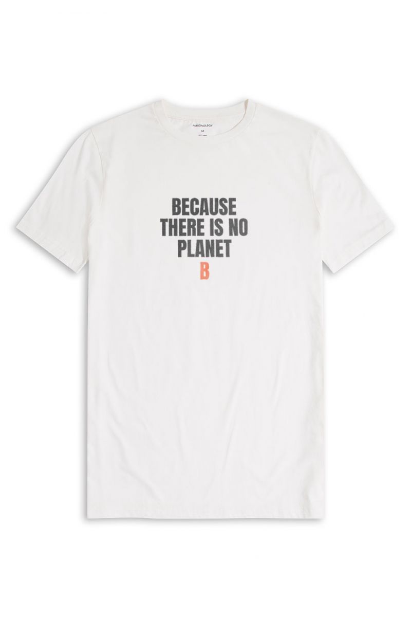 Off White Soft Fabric Because There is No Planet Design Short Sleeve Tee