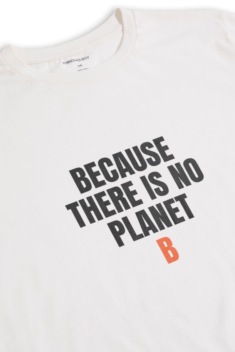 Off White Soft Fabric Because There is No Planet Design Short Sleeve Tee