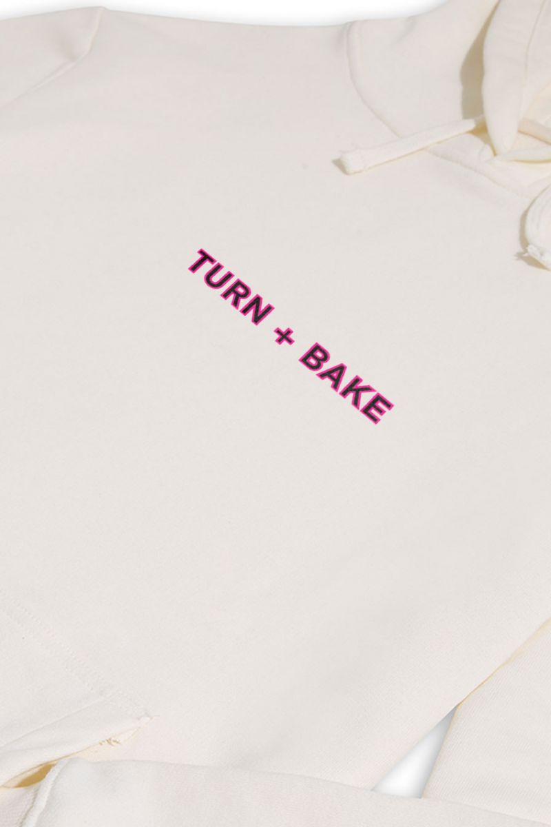 Ecru Premium Cotton Turn + bake Design Pullover Hoodie