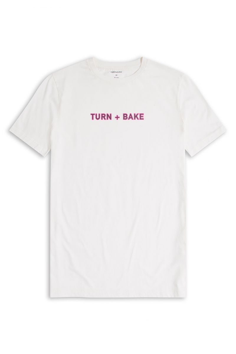 Off White Soft Fabric Turn + bake Design Short Sleeve Tee