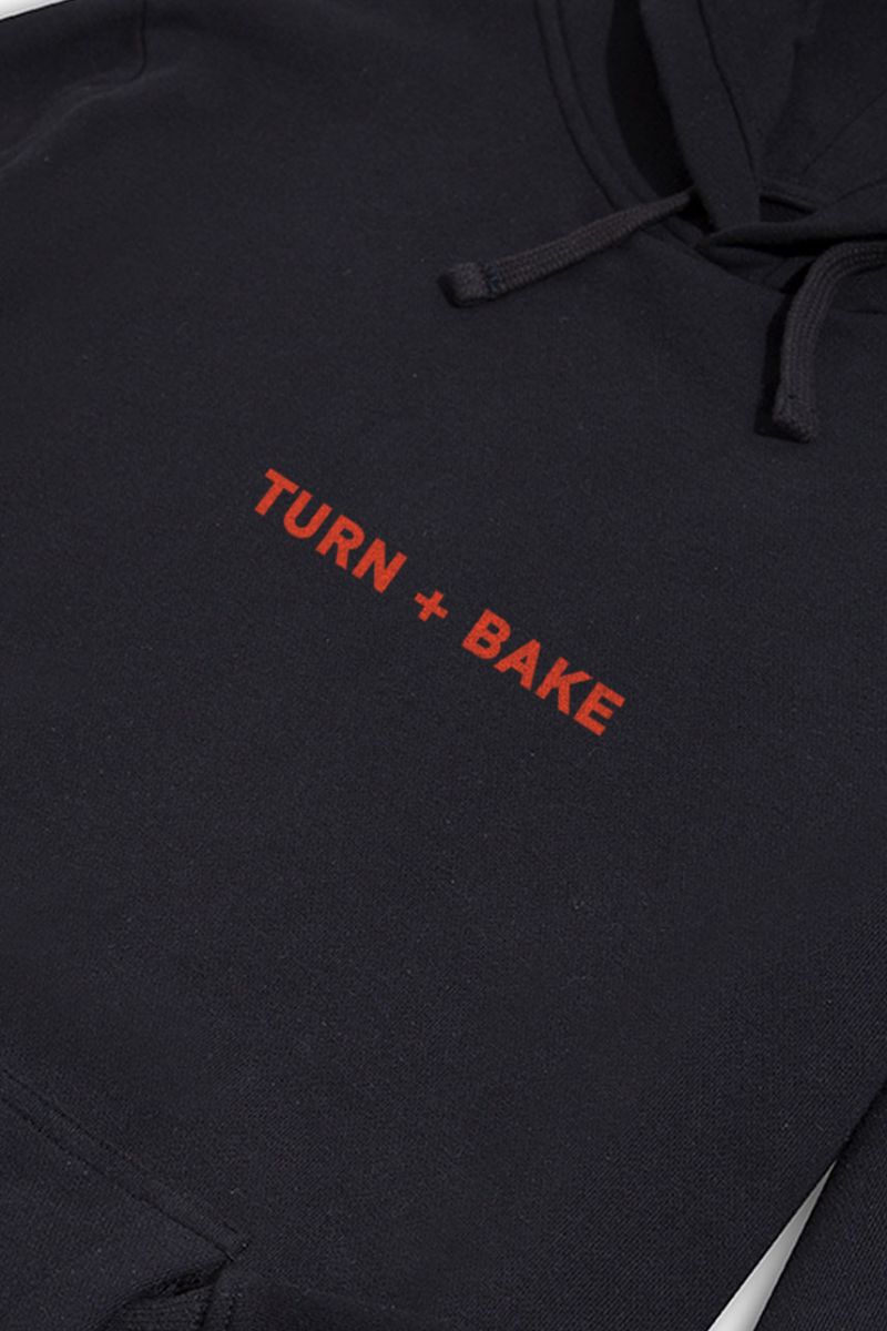 Black Premium Cotton Turn + bake Design Pullover Hoodie