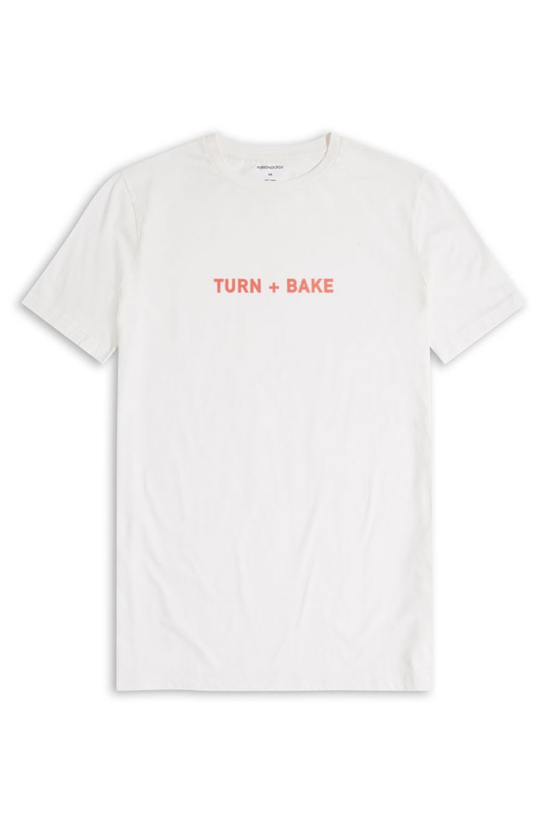 Off White Soft Fabric Turn + bake Design Short Sleeve Tee