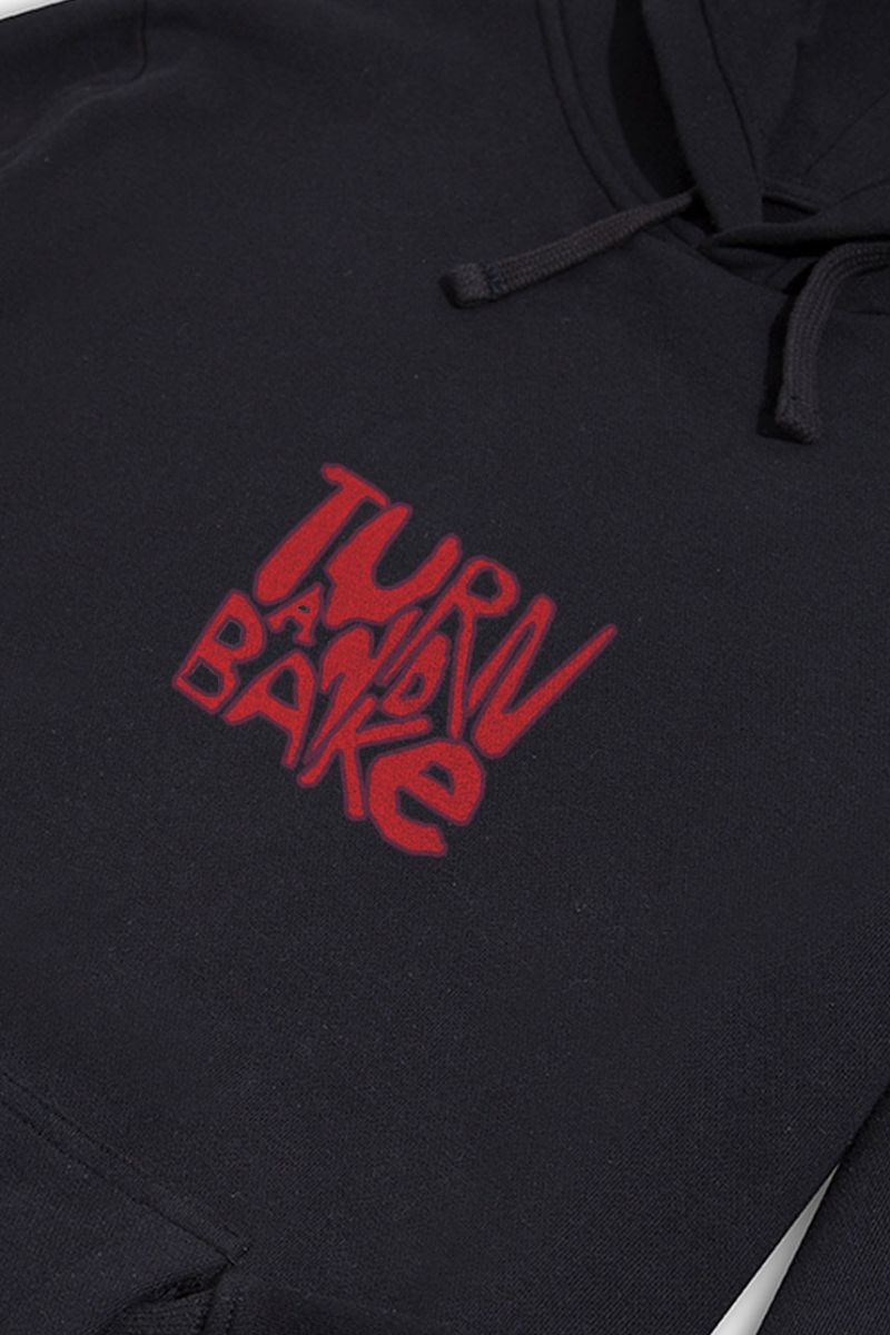 Black Premium Cotton Turn and bake Design Pullover Hoodie