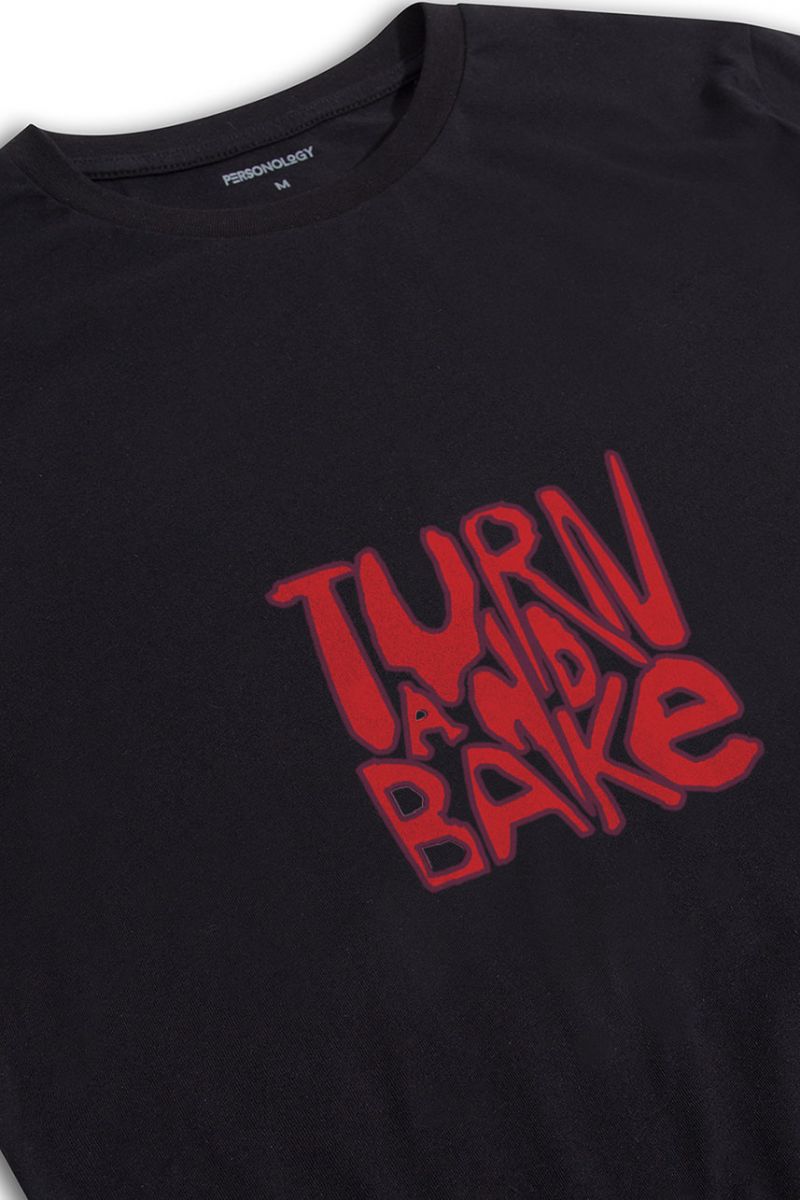 Black Soft Fabric Turn and bake Design Short Sleeve Tee