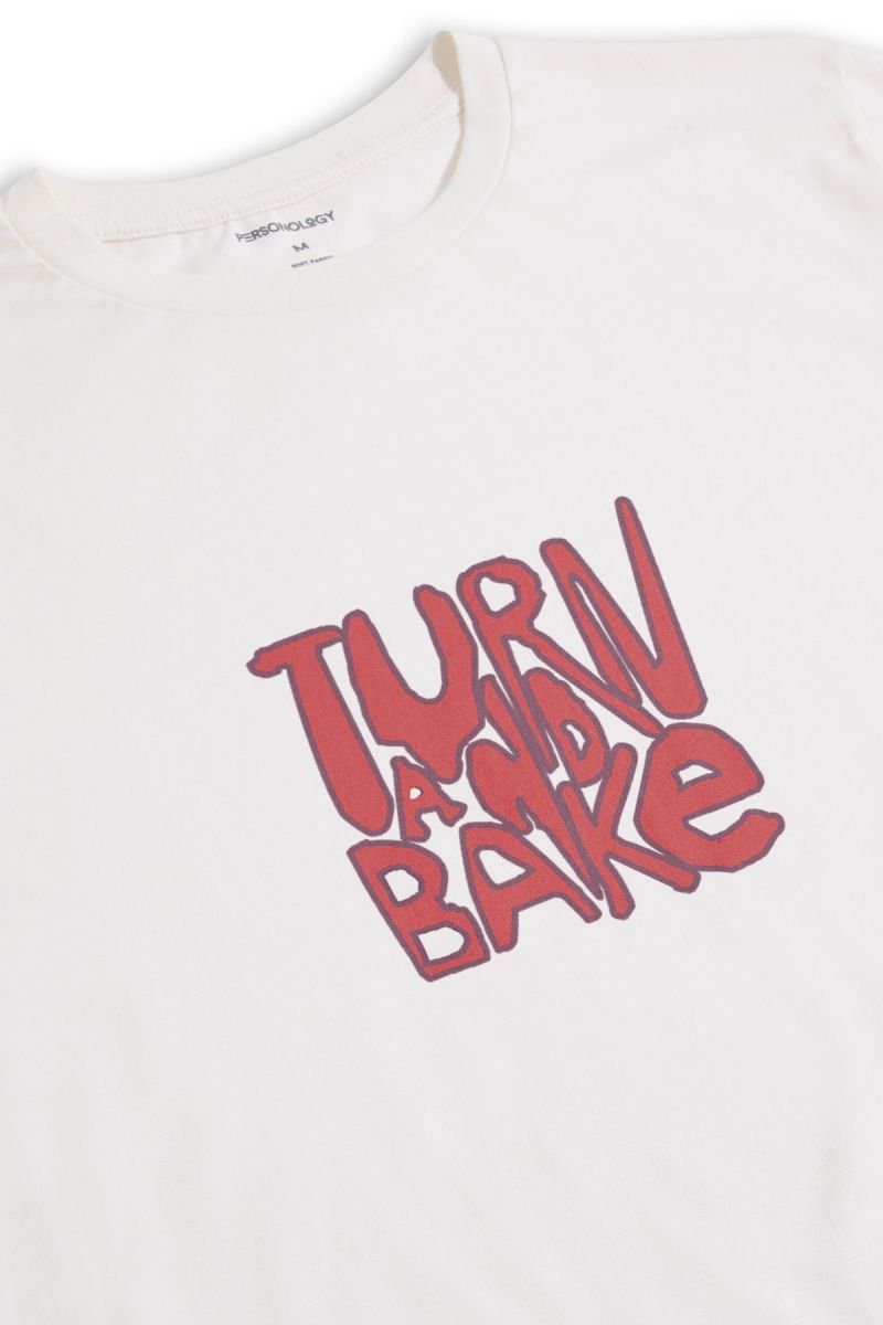 Off White Soft Fabric Turn and bake Design Short Sleeve Tee