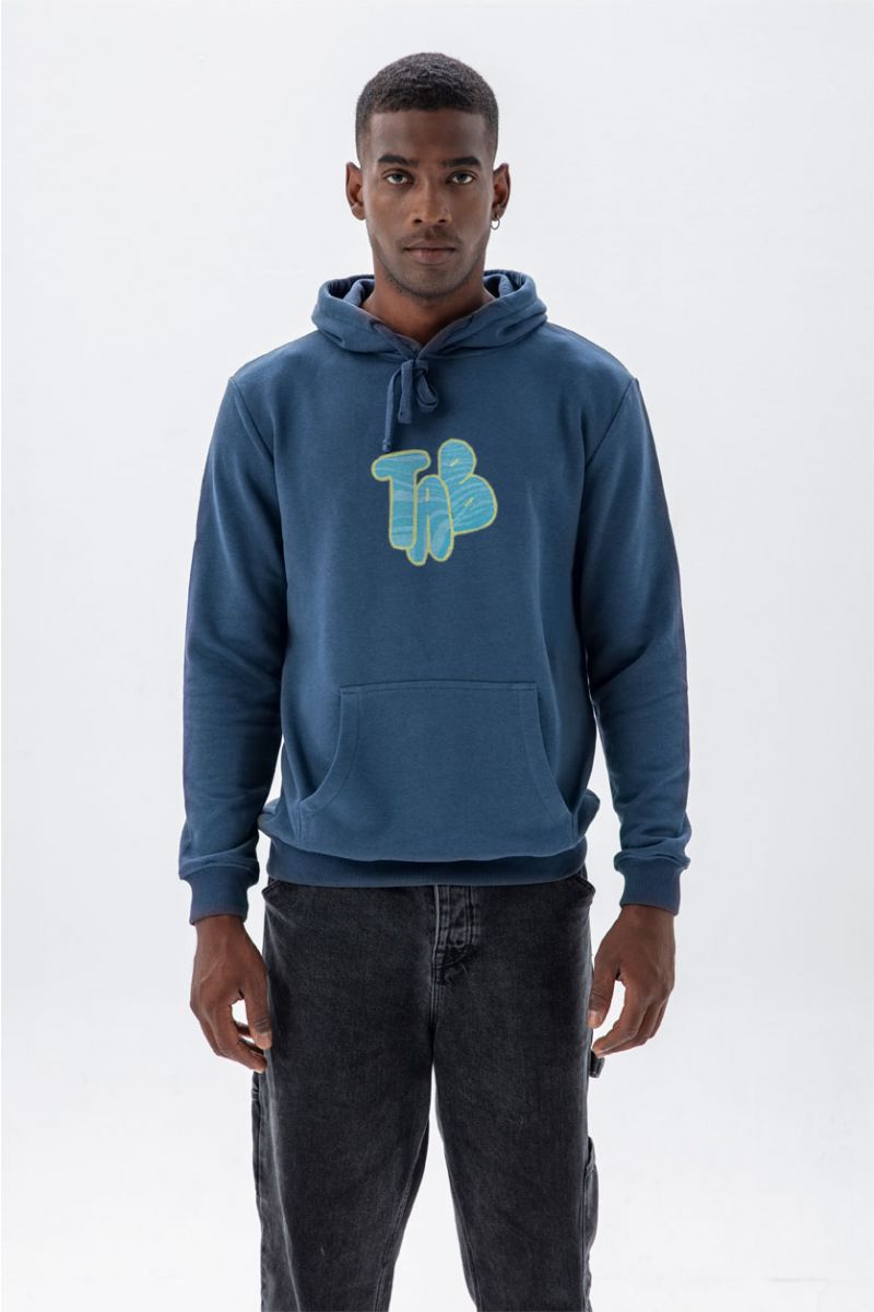 Navy Premium Cotton TA B Design Pullover Hoodie
