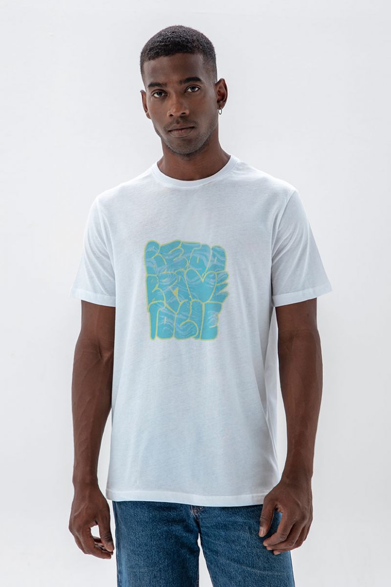 White Soft Fabric Brave Design Short Sleeve Tee