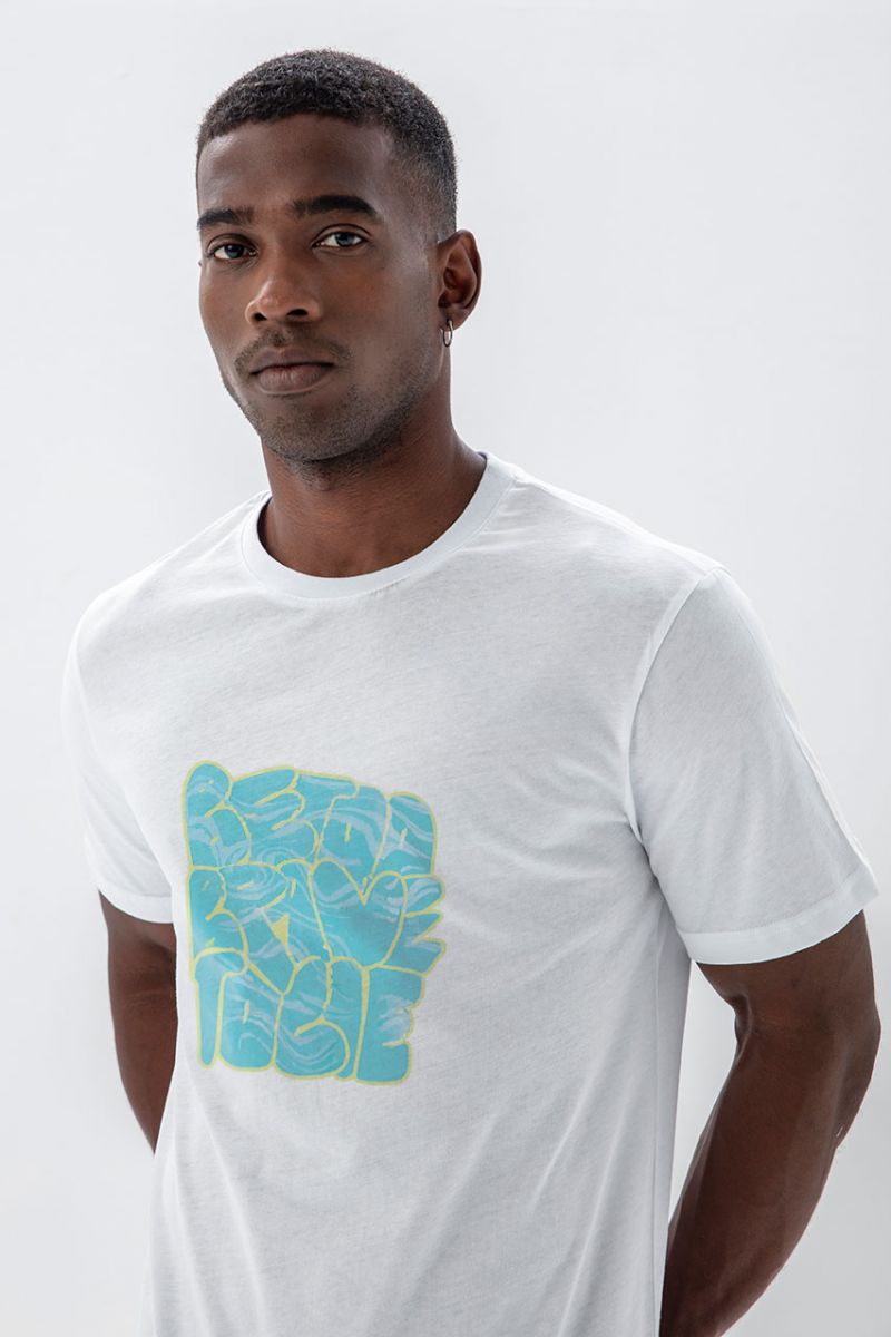 White Soft Fabric Brave Design Short Sleeve Tee