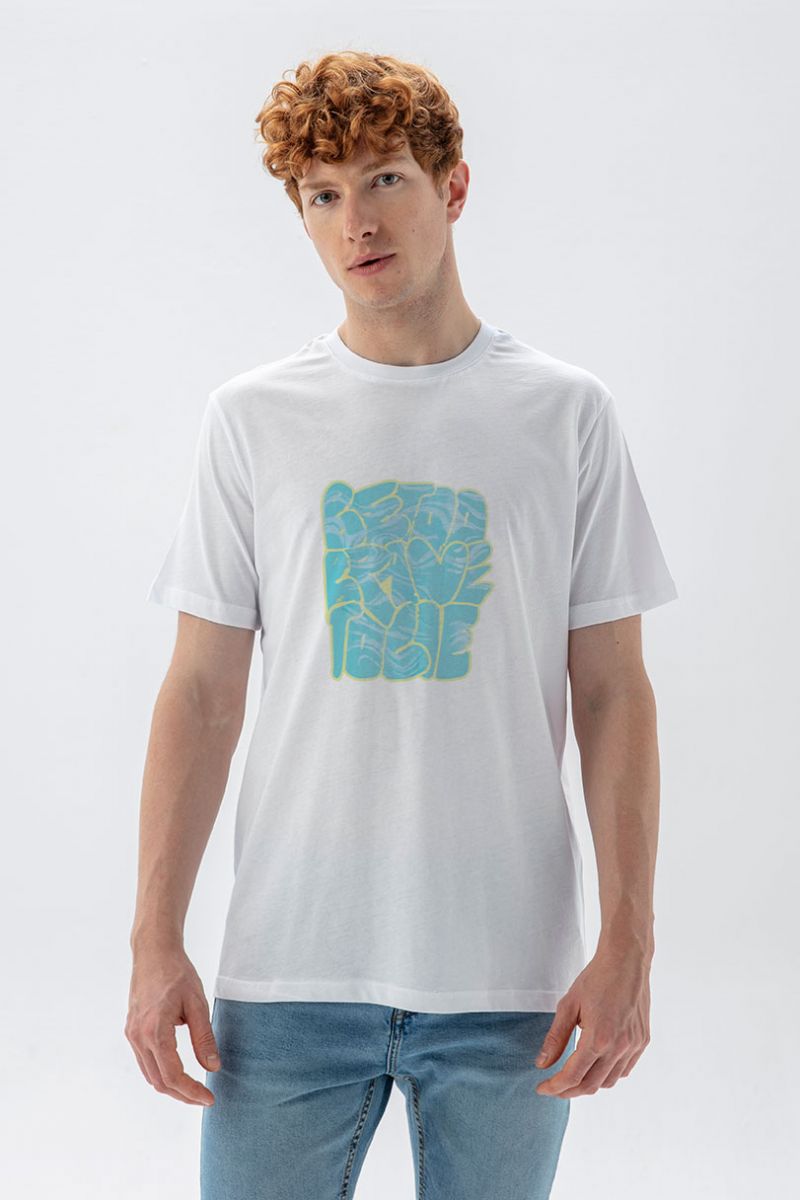White Soft Fabric Brave Design Short Sleeve Tee