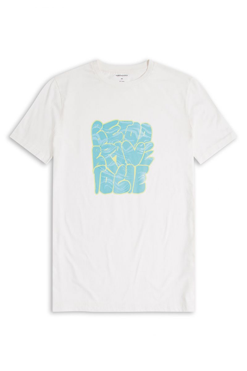 Off White Soft Fabric Brave Design Short Sleeve Tee