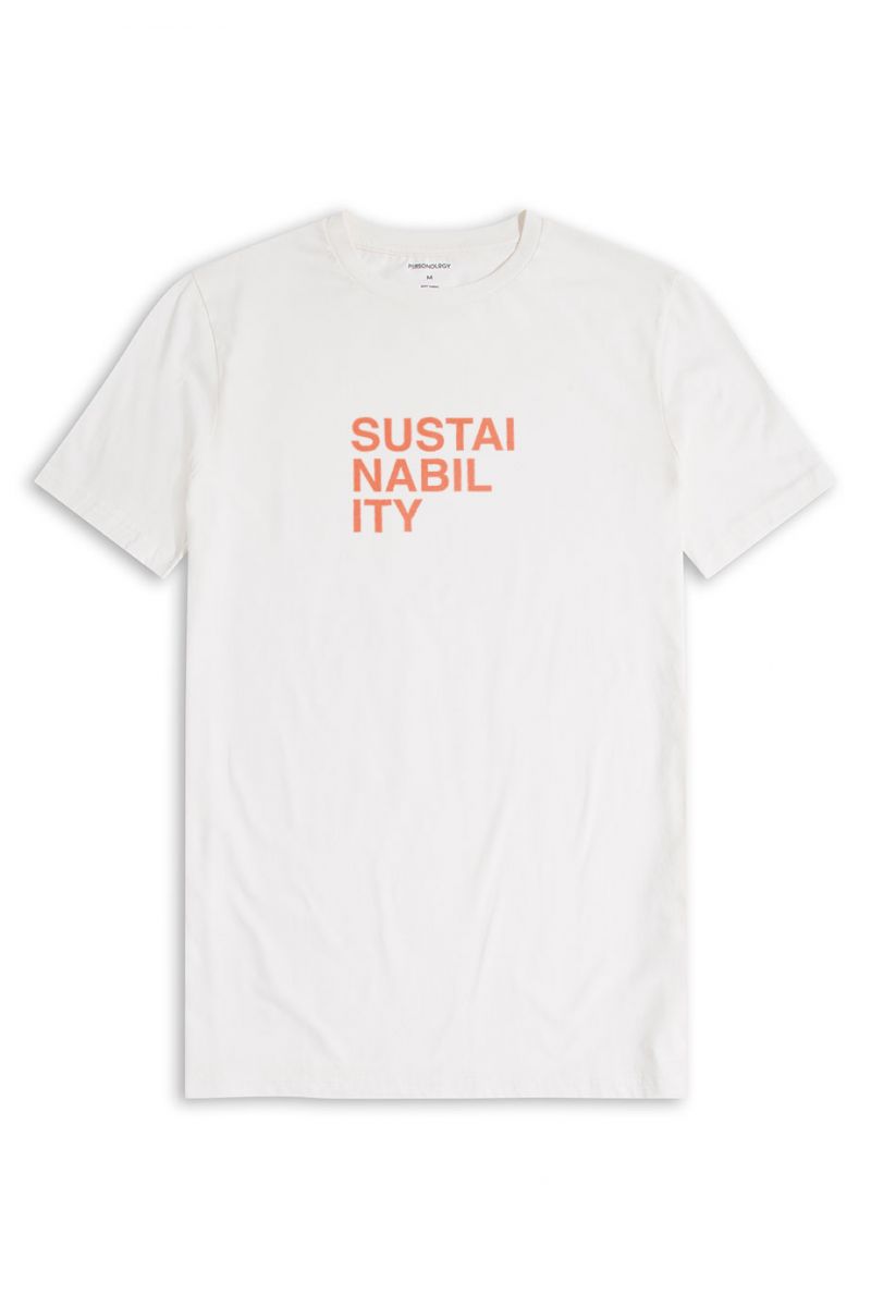 Off White Soft Fabric Sustainability Design Short Sleeve Tee