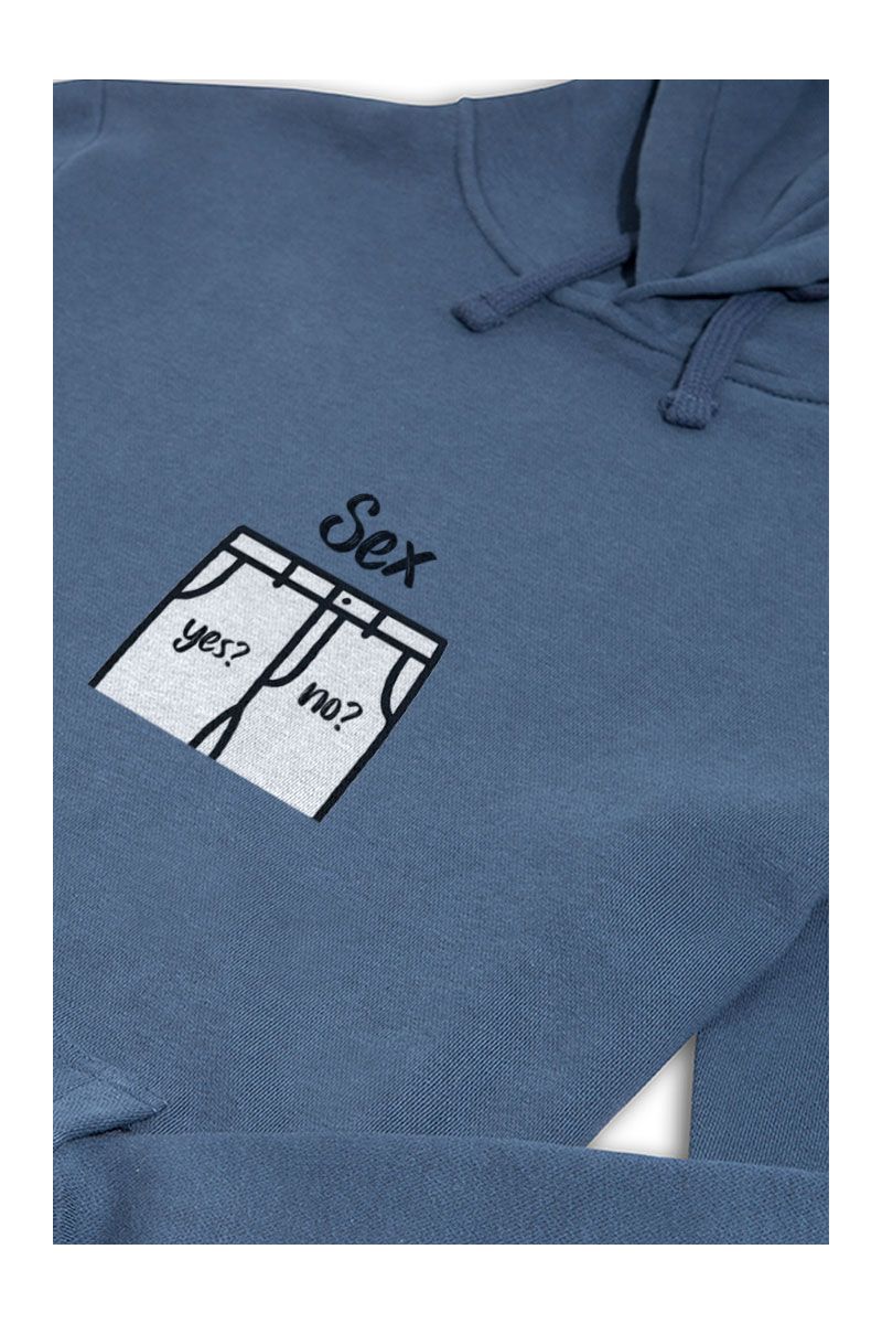 Navy Premium Cotton Sex Yes? No? Design Pullover Hoodie