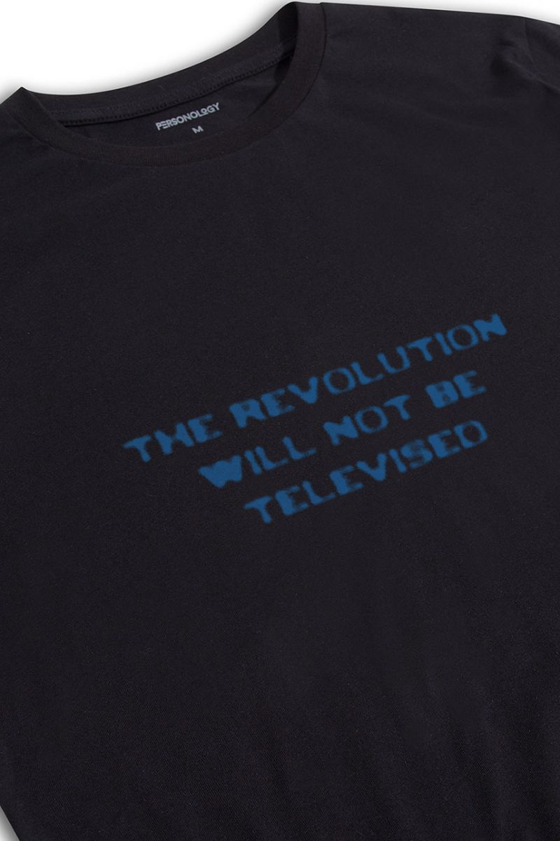 Black Soft Fabric Revolution Design Short Sleeve Tee