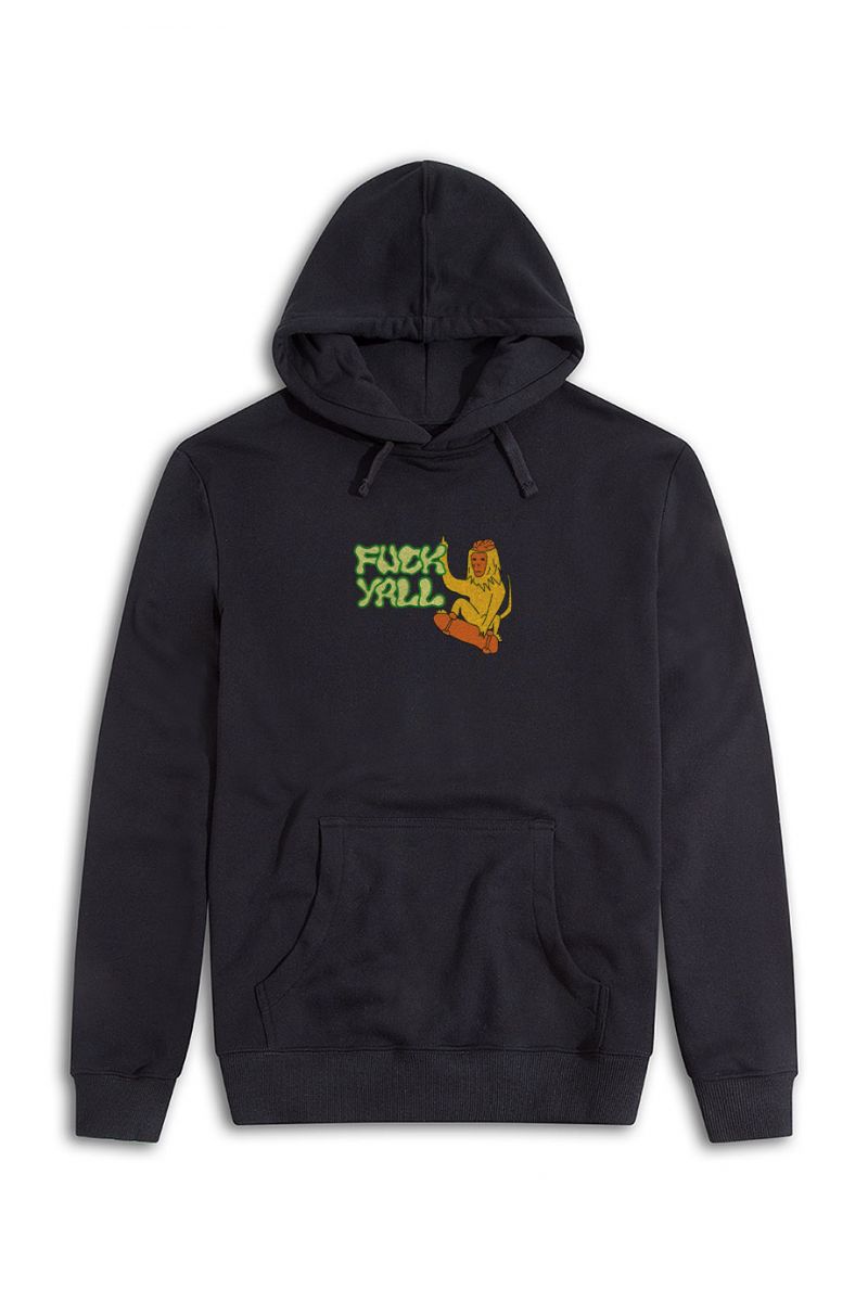 Black Premium Cotton Fuck Yall Design Pullover Hoodie