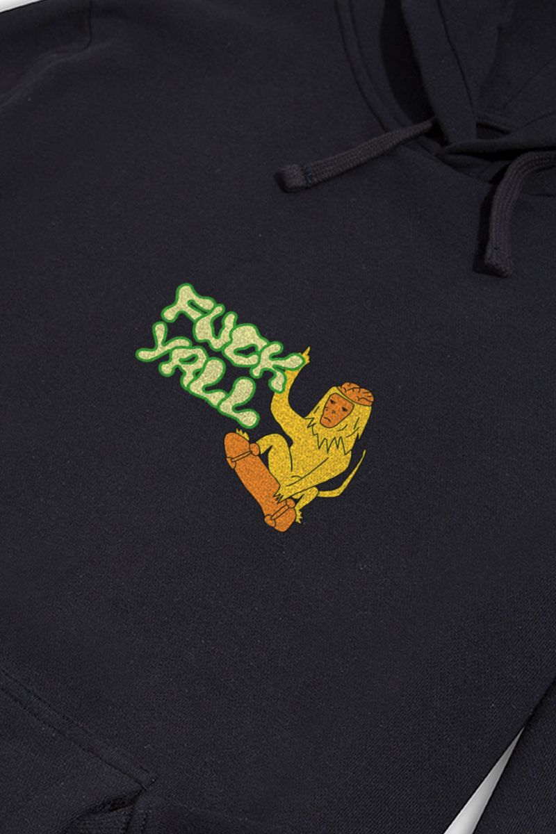 Black Premium Cotton Fuck Yall Design Pullover Hoodie
