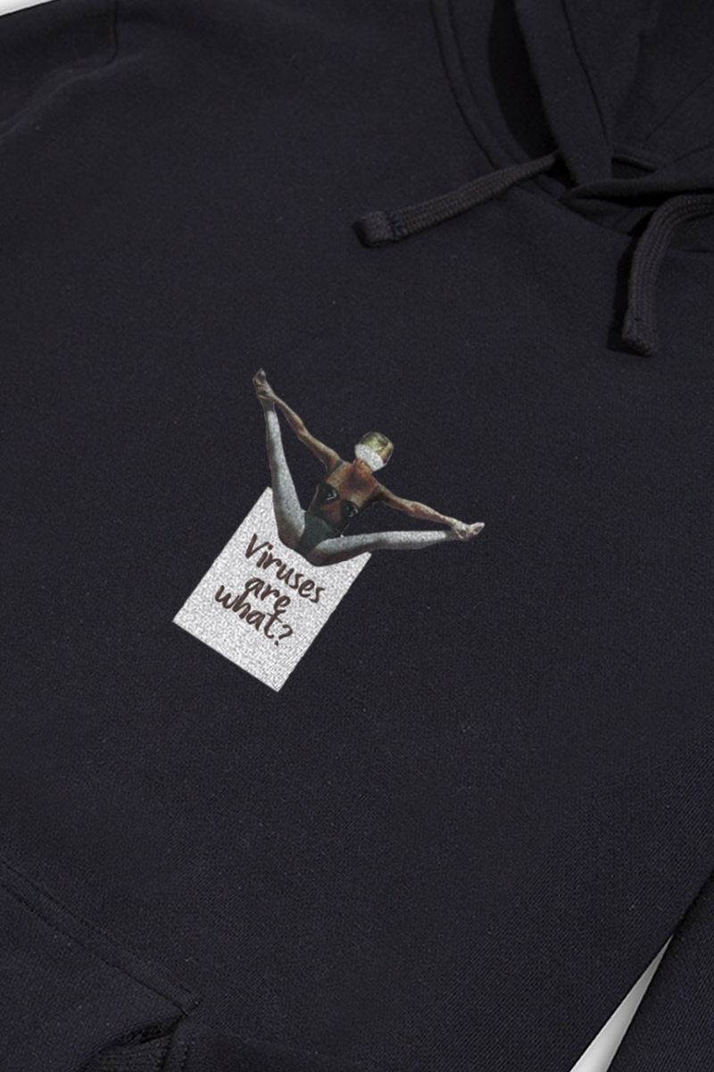 Black Premium Cotton Viruses are what? Design Pullover Hoodie