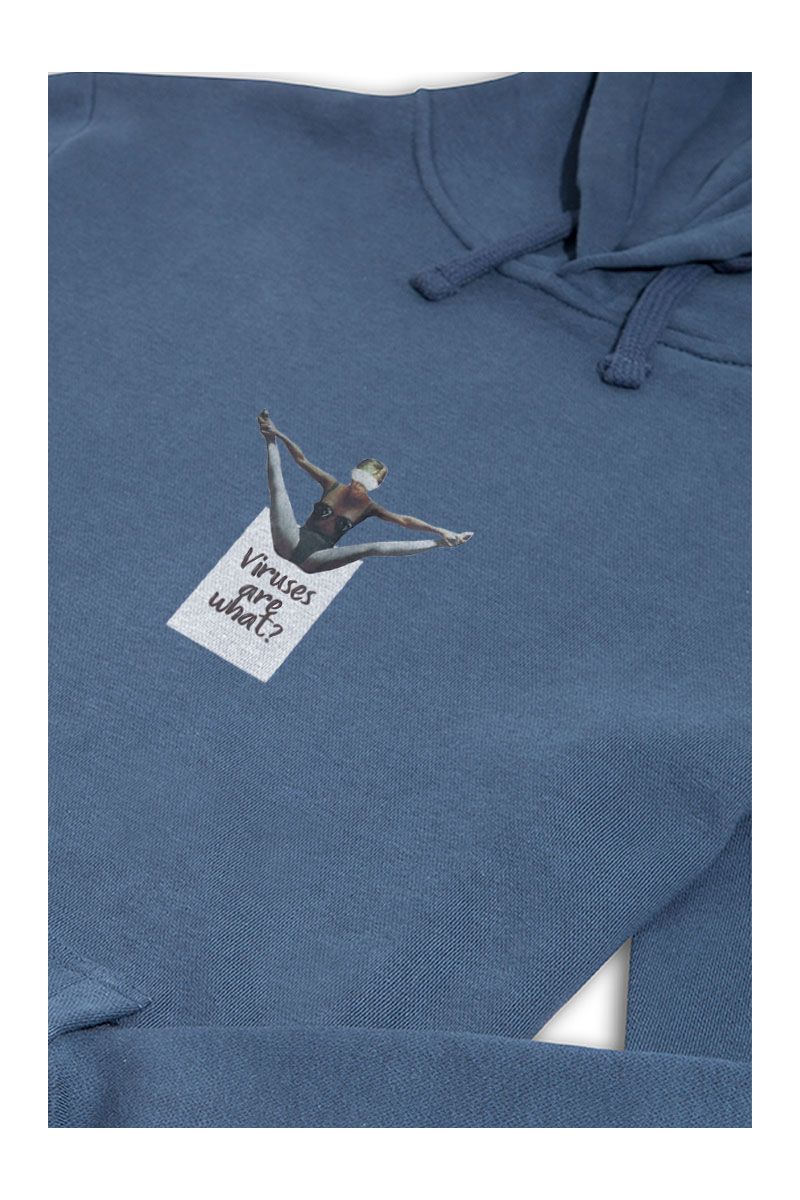 Navy Premium Cotton Viruses are what? Design Pullover Hoodie