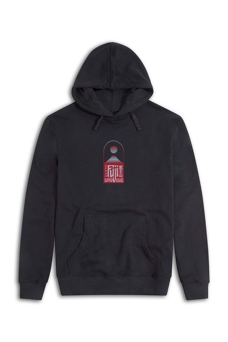 Black Premium Cotton Fuji Design Pullover Hoodie