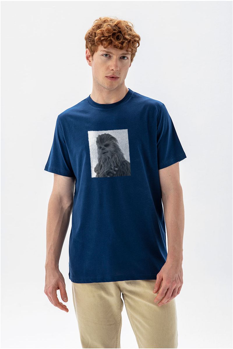Navy Soft Fabric Godzilla Design Short Sleeve Tee