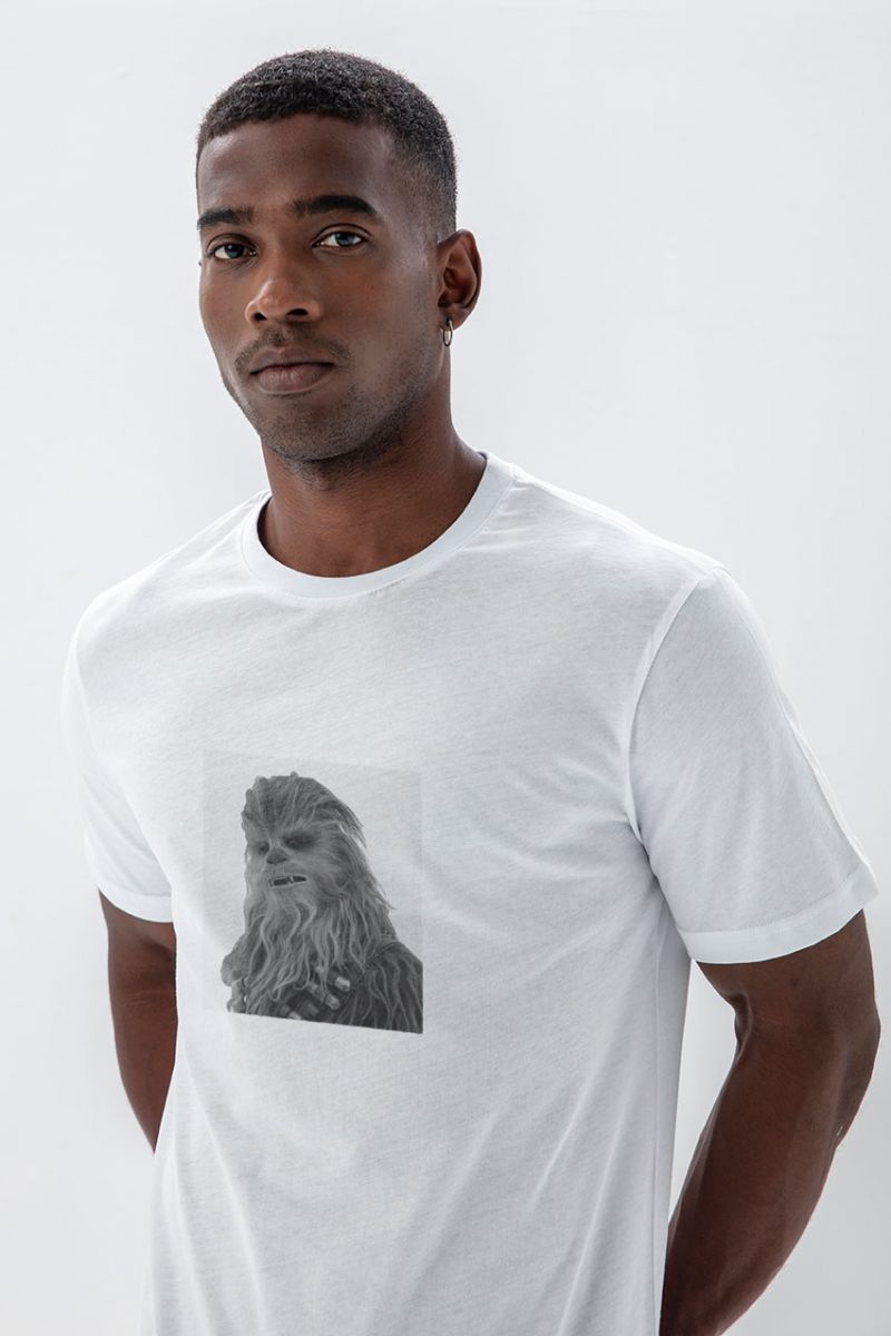 White Soft Fabric Godzilla Design Short Sleeve Tee