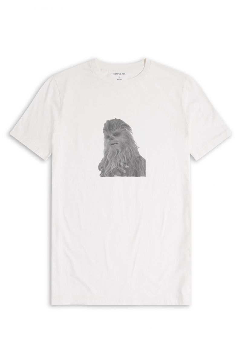 Off White Soft Fabric Godzilla Design Short Sleeve Tee