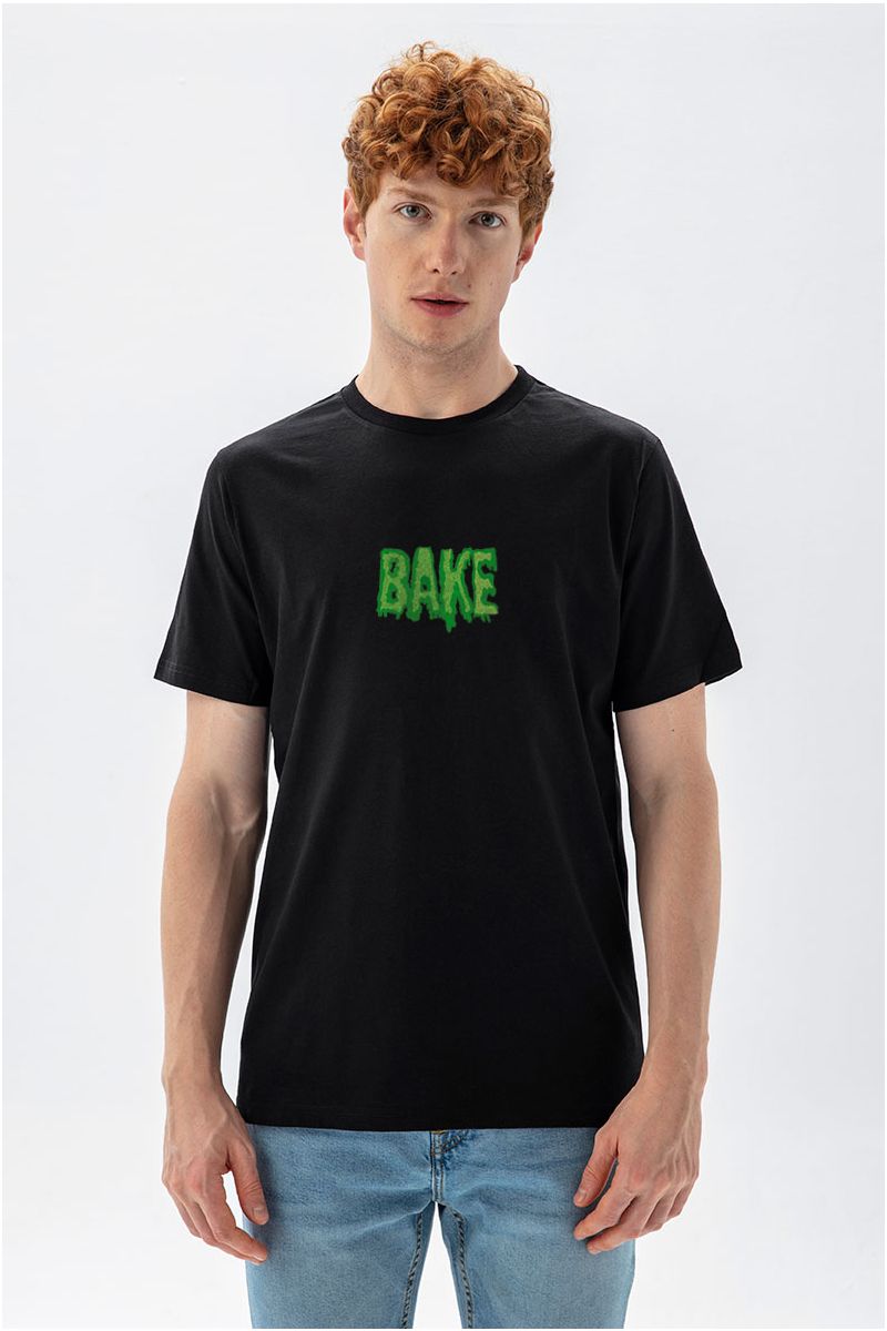 Black Soft Fabric Bake Design Short Sleeve Tee