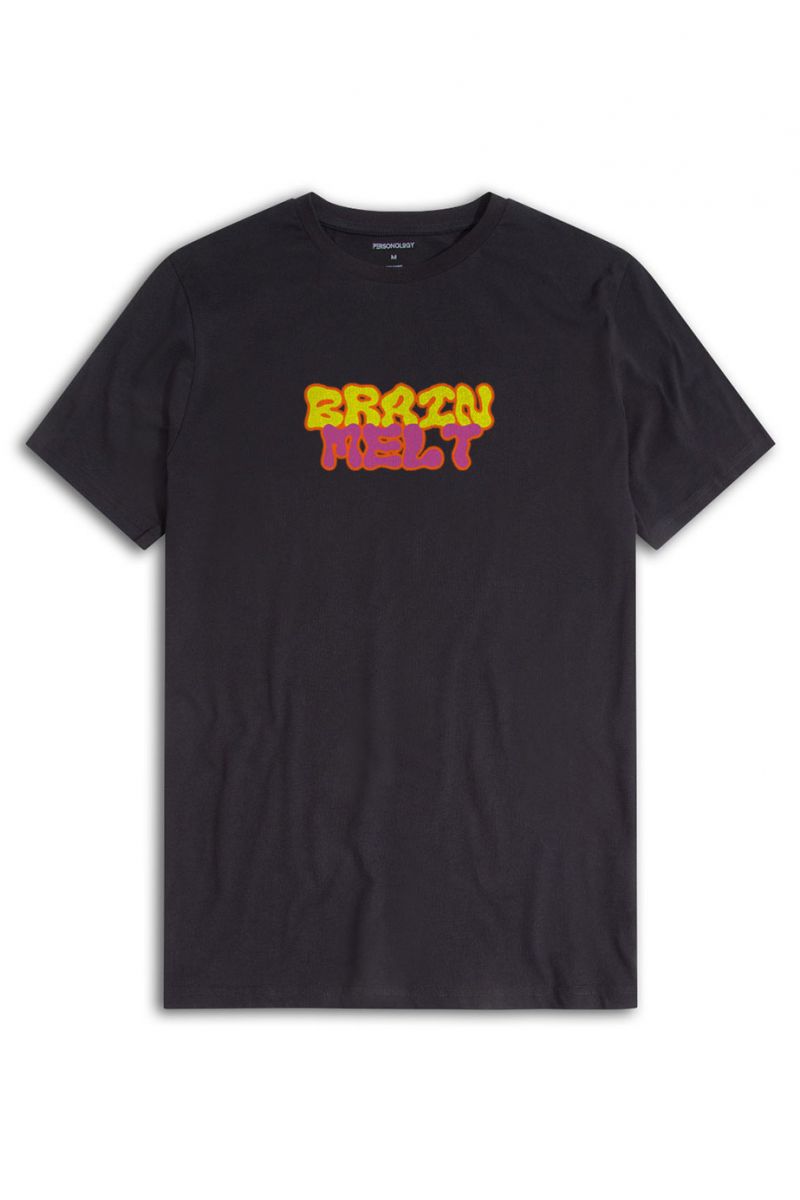 Black Soft Fabric Braim Melt Design Short Sleeve Tee