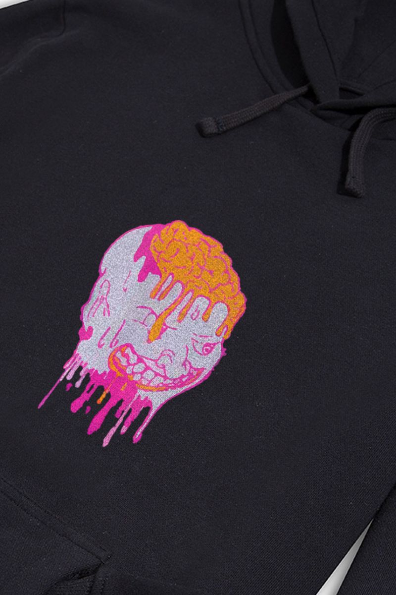 Black Premium Cotton Brain Design Pullover Hoodie