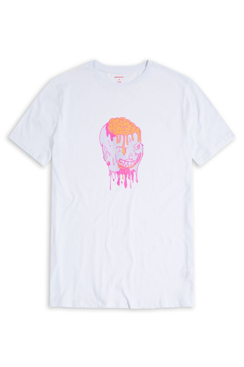 White Soft Fabric Brain Design Short Sleeve Tee