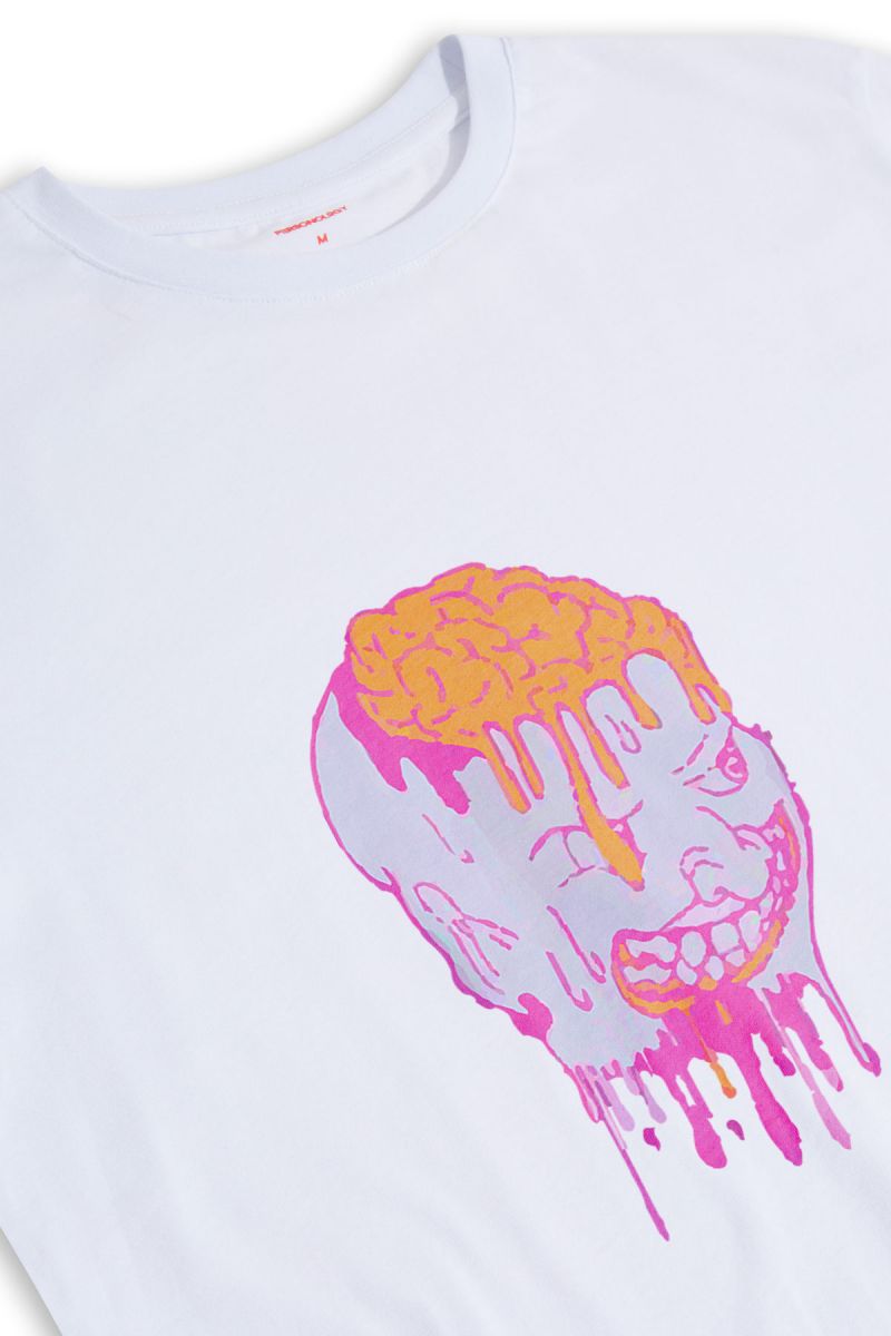 White Soft Fabric Brain Design Short Sleeve Tee
