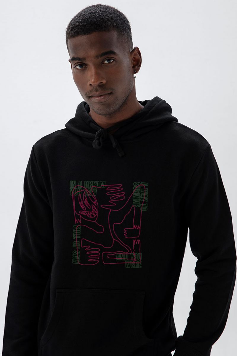 Black Premium Cotton Your Dream Design Pullover Hoodie