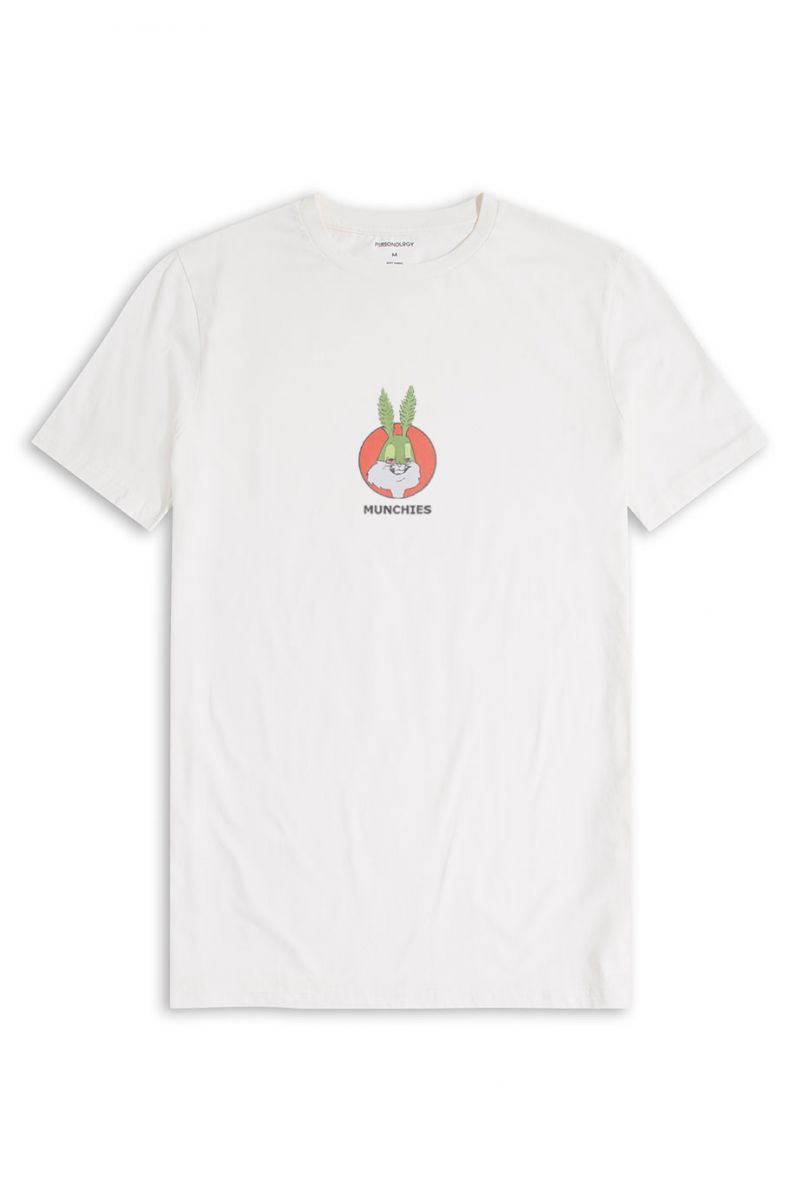 Off White Soft Fabric Munchies Design Short Sleeve Tee