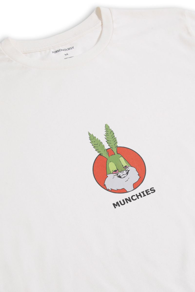 Off White Soft Fabric Munchies Design Short Sleeve Tee