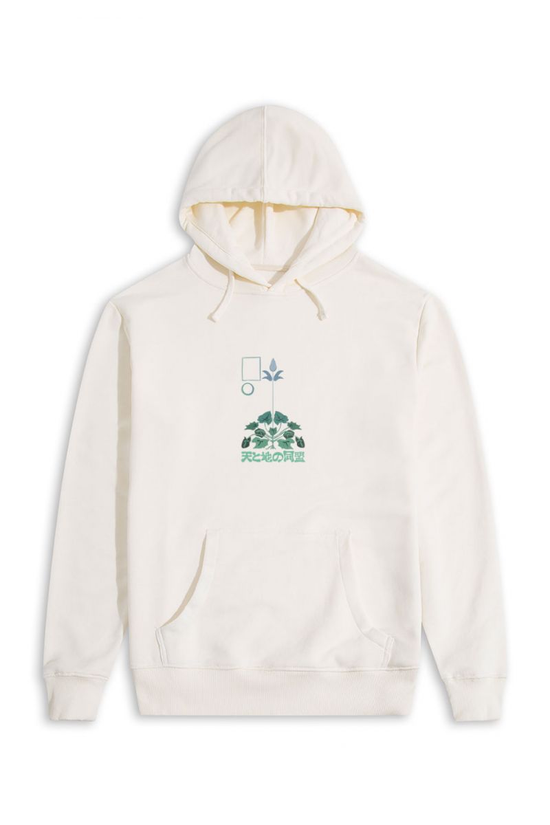 Ecru Premium Cotton Japanese Design Pullover Hoodie