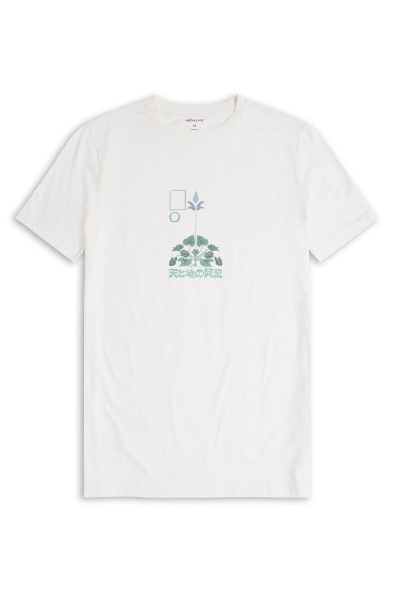 Off White Soft Fabric Japanese Design Short Sleeve Tee