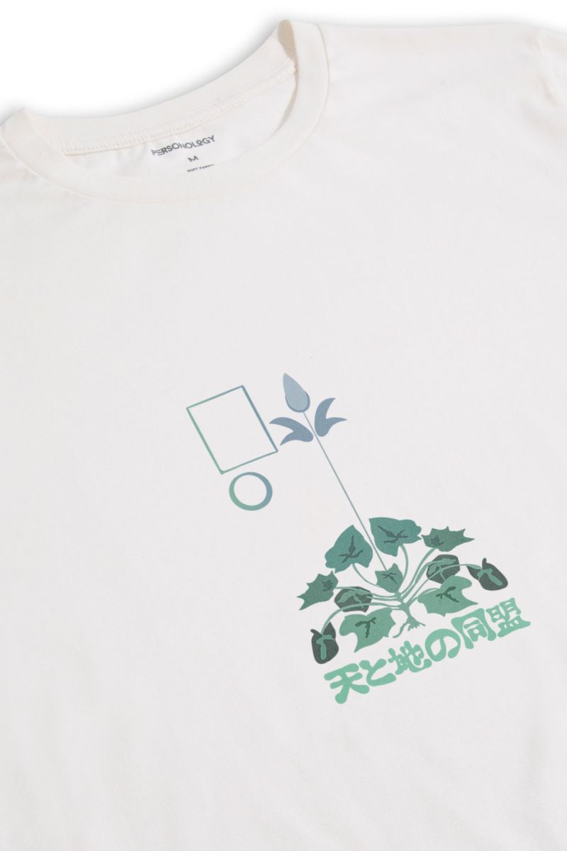 Off White Soft Fabric Japanese Design Short Sleeve Tee