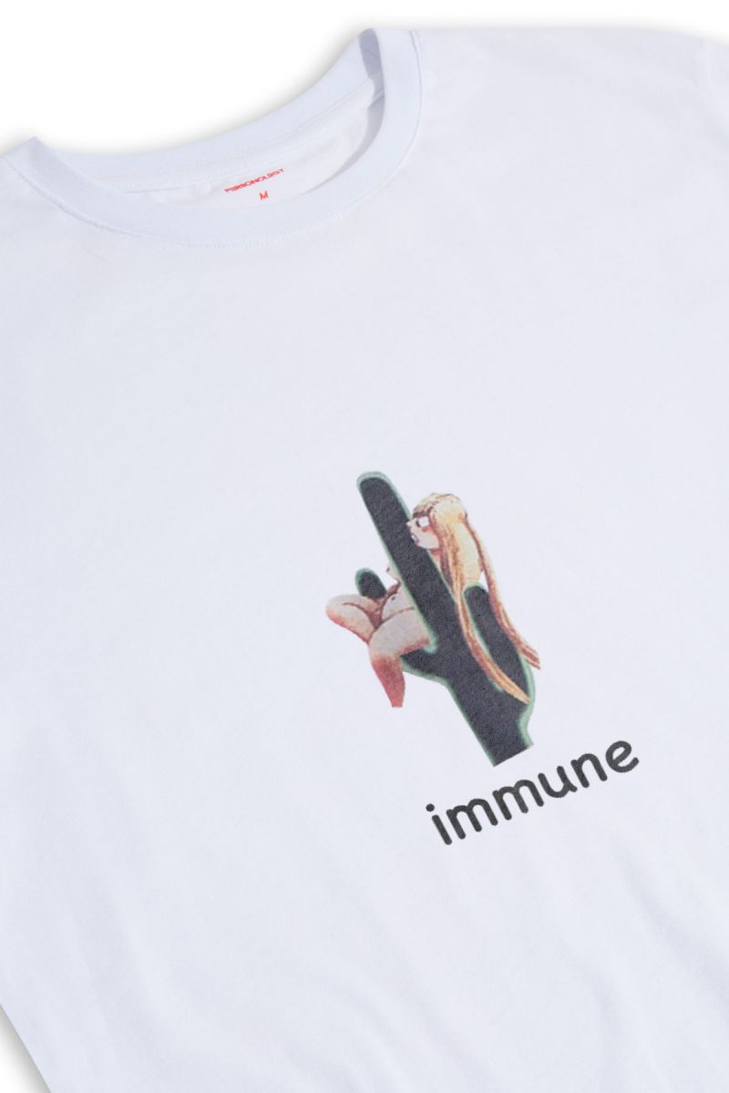 White Soft Fabric Immune Design Short Sleeve Tee