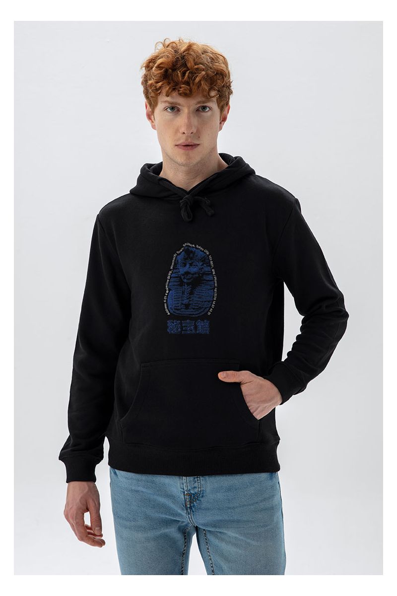 Black Premium Cotton Shibuya Design Pullover Hoodie