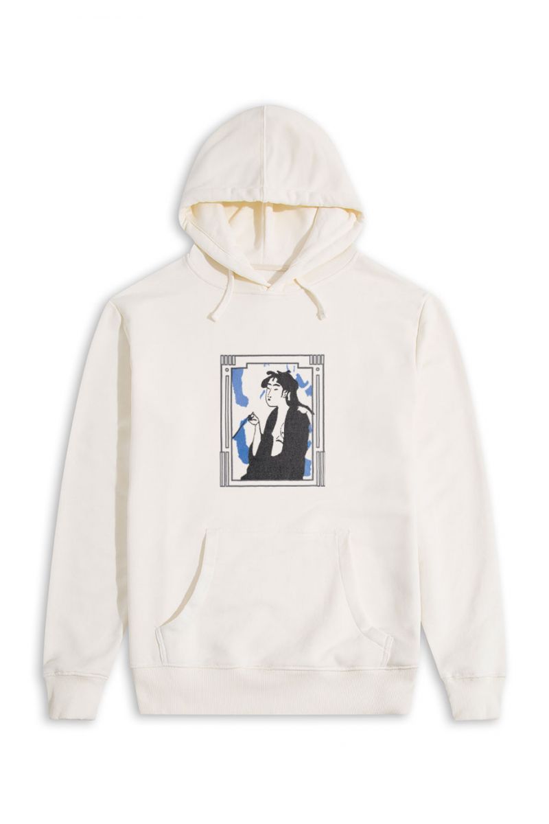 Ecru Premium Cotton Edwin Supply Design Pullover Hoodie