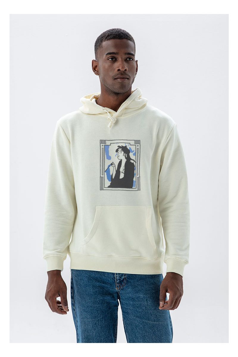 Ecru Premium Cotton Edwin Supply Design Pullover Hoodie