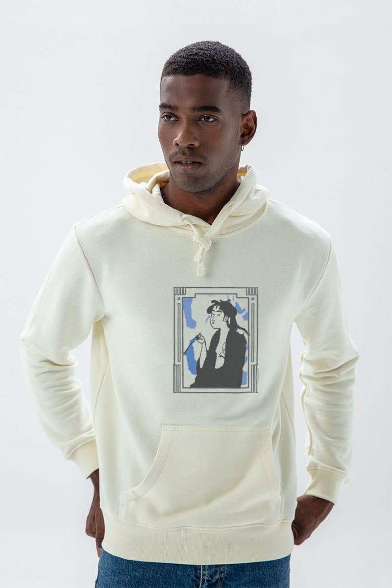 Ecru Premium Cotton Edwin Supply Design Pullover Hoodie