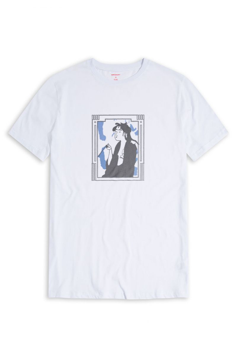 White Soft Fabric Edwin Supply Design Short Sleeve Tee