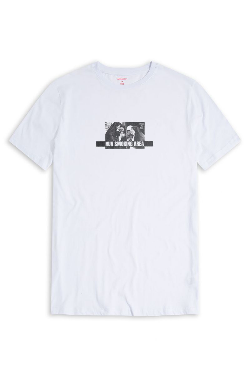 White Soft Fabric Nun Smoking Area , Change The Rule Design Short Sleeve Tee