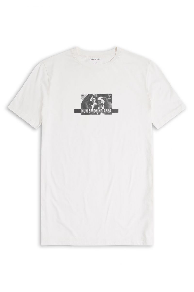 Off White Soft Fabric Nun Smoking Area , Change The Rule Design Short Sleeve Tee