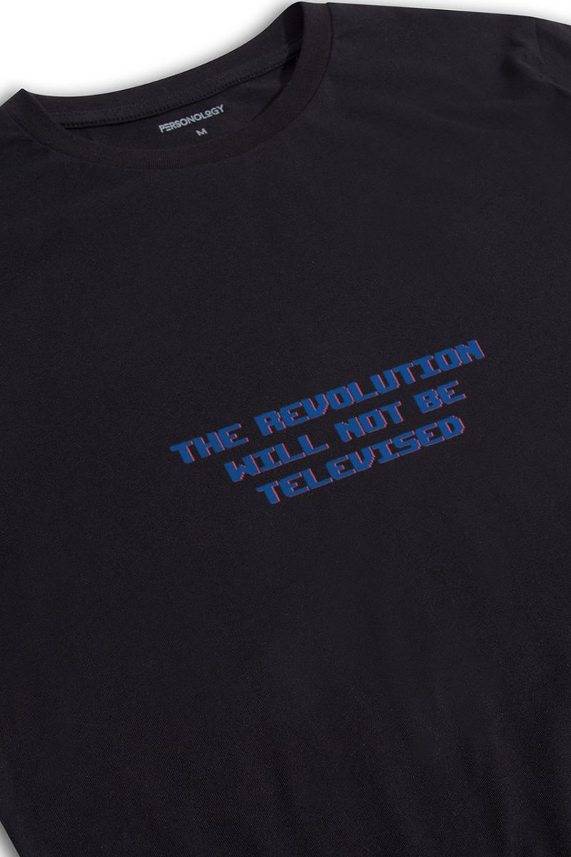 Black Soft Fabric Revolution Design Short Sleeve Tee